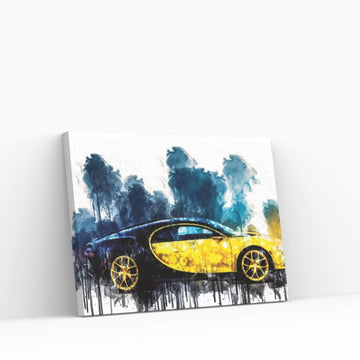 2018 Bugatti Chiron Yellow And Black Vehicle CDXLVI Canvas Wall Art - Y Canvas