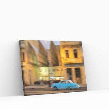 Cuba, Havana, classic car in motion at dusk on Malecon Canvas Wall Art - Y Canvas