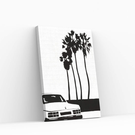 Car And Palms Canvas Wall Art - Y Canvas