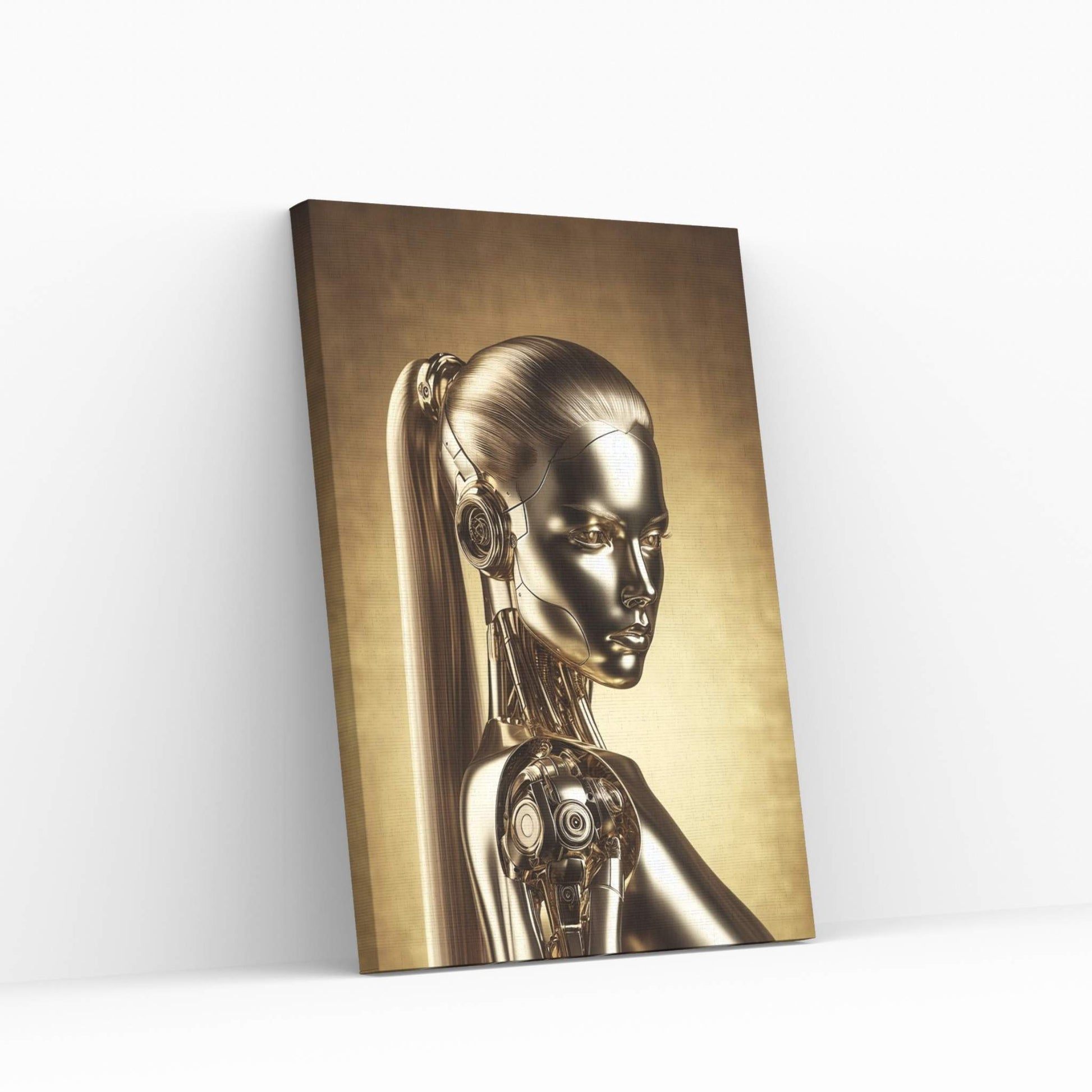 Gold Robotics Woman Canvas Wall Art - Y Canvas