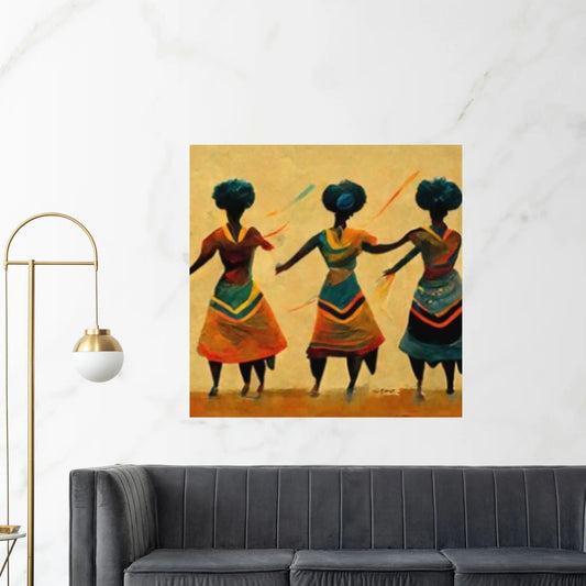 African Women Dancing, Woman Silhouette, African Woman Canvas Wall Art, Wall Art Canvas, Woman Painting - Y Canvas