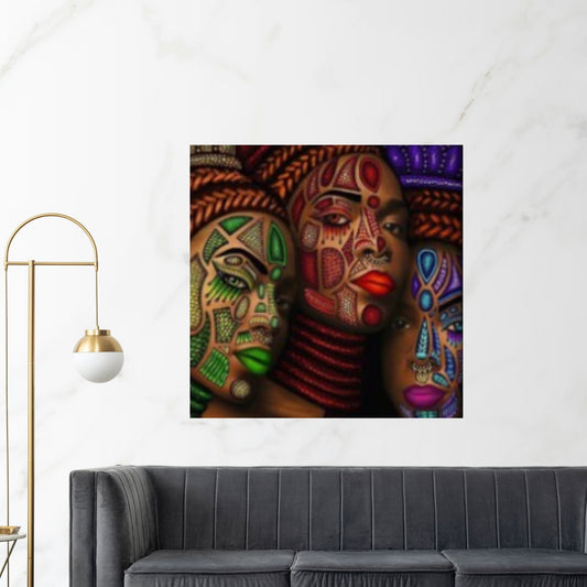 African Art Wall Decor, African Woman Makeup Wall Art, Abstract Canvas Art - Y Canvas