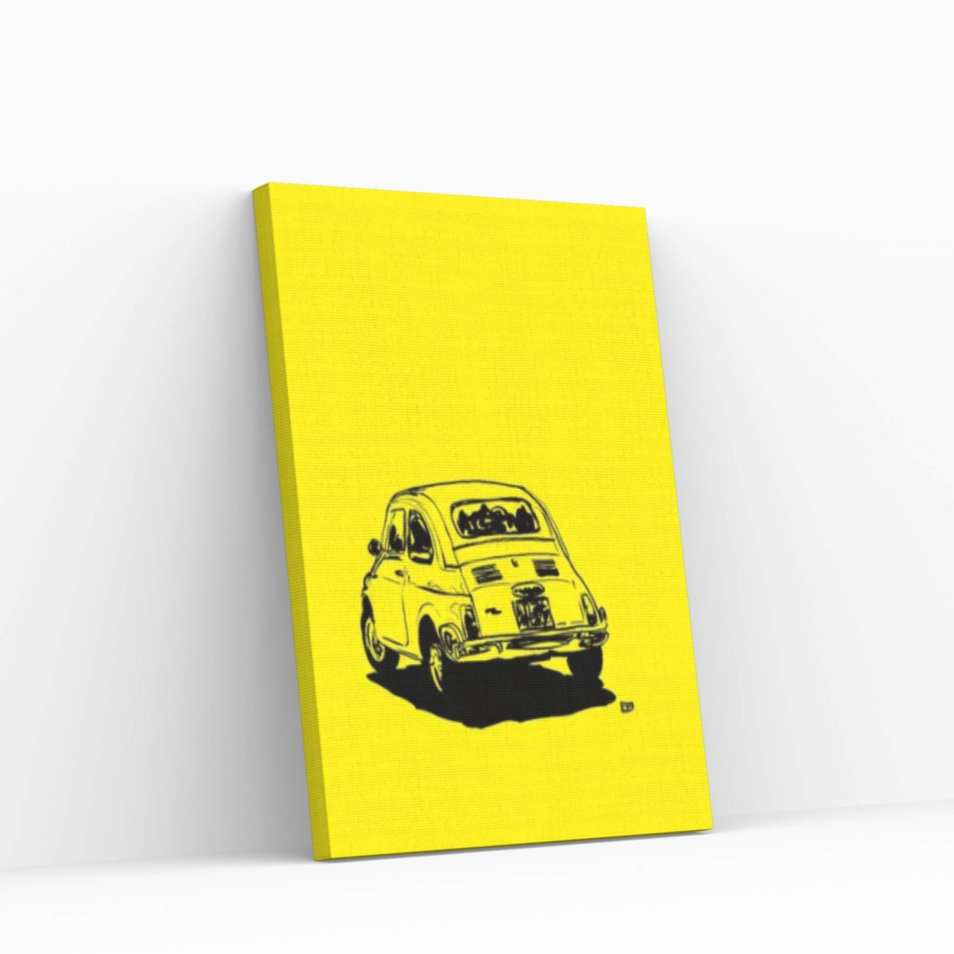 Fiat 500 In Yellow Canvas Wall Art - Y Canvas