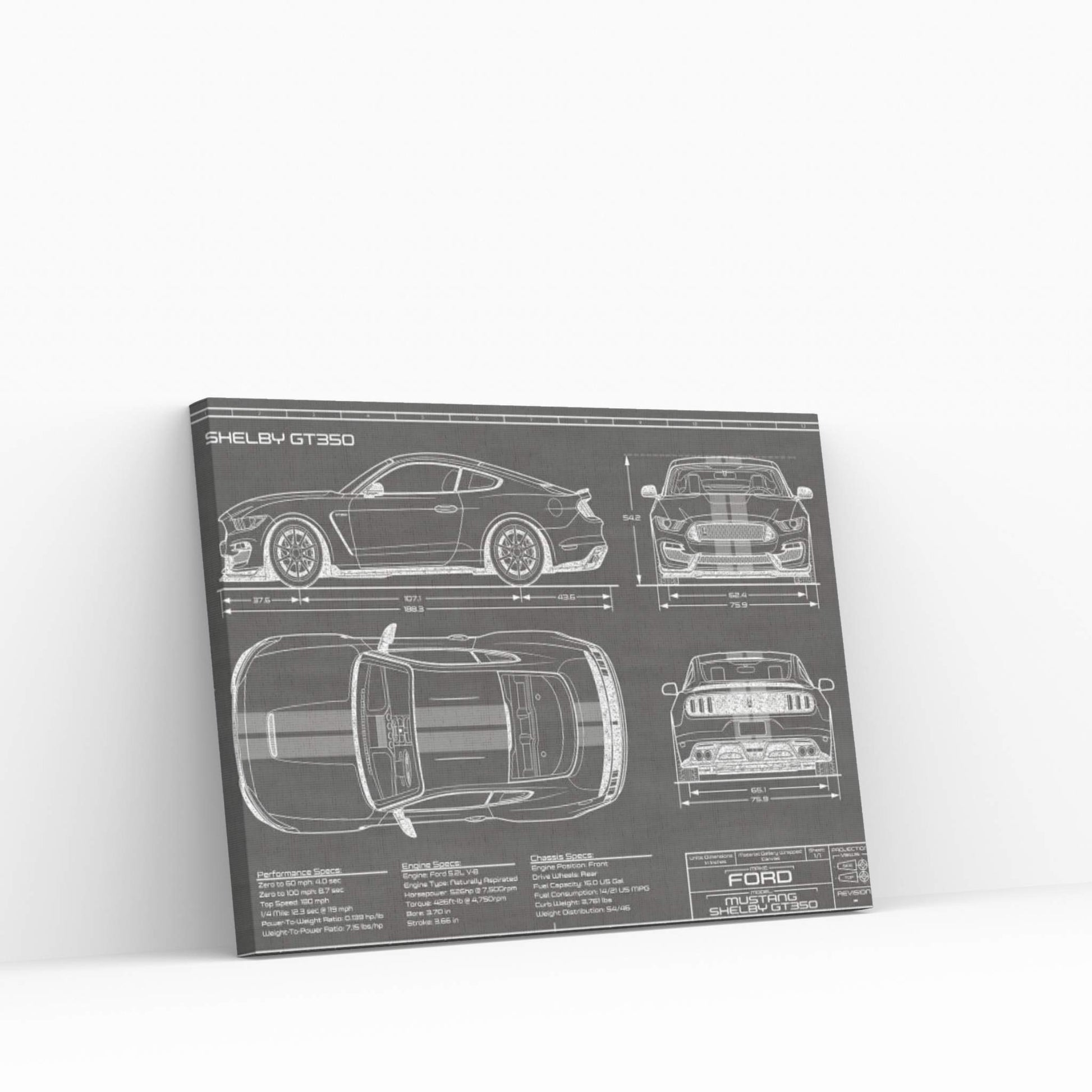 Shelby GT350 (2015-2019) Black Canvas Wall Art - Y Canvas