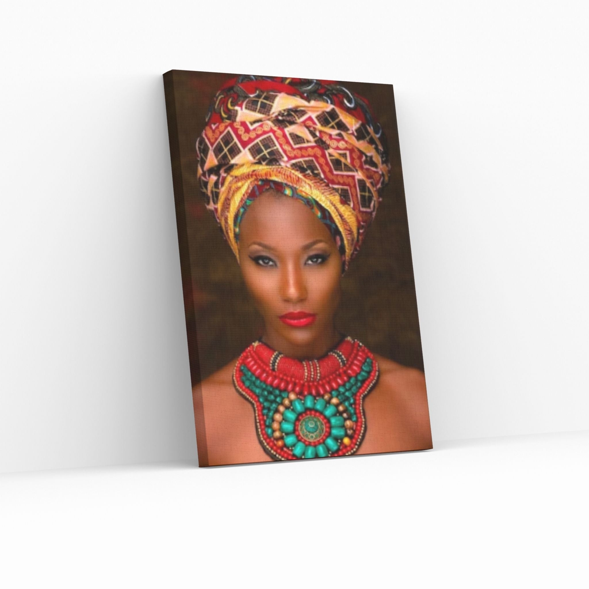 African Woman Portrait Wall Art /African Woman Canvas Print / African American Home Decor Black Woman Make Up - Y Canvas