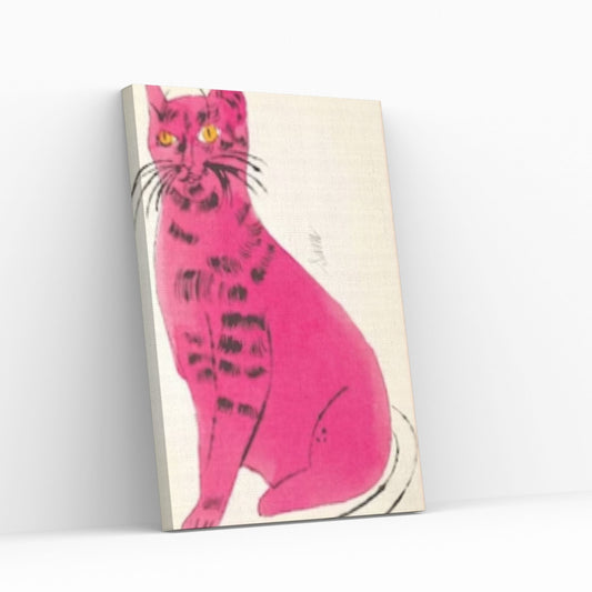 Andy Warhol Pink Cat Pop Art Canvas Wall Art, Cat Sam poster, Cat Print, Contemporary Art Print - Y Canvas