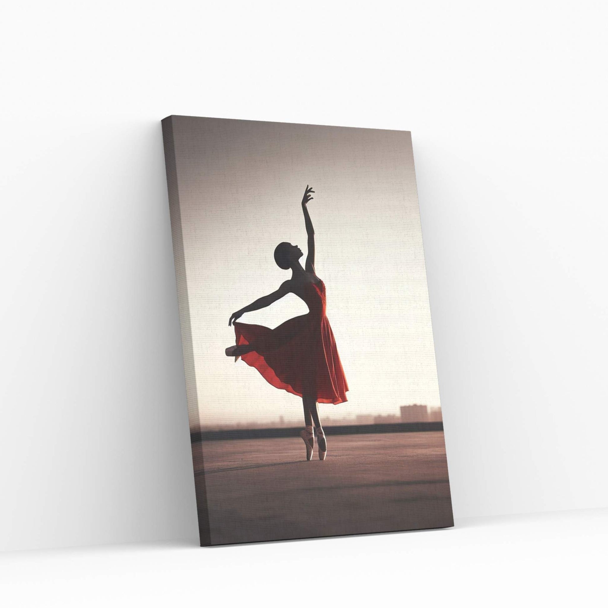 African Black Woman Ballerina in Red Dress Canvas Wall Art Home Decor - Y Canvas