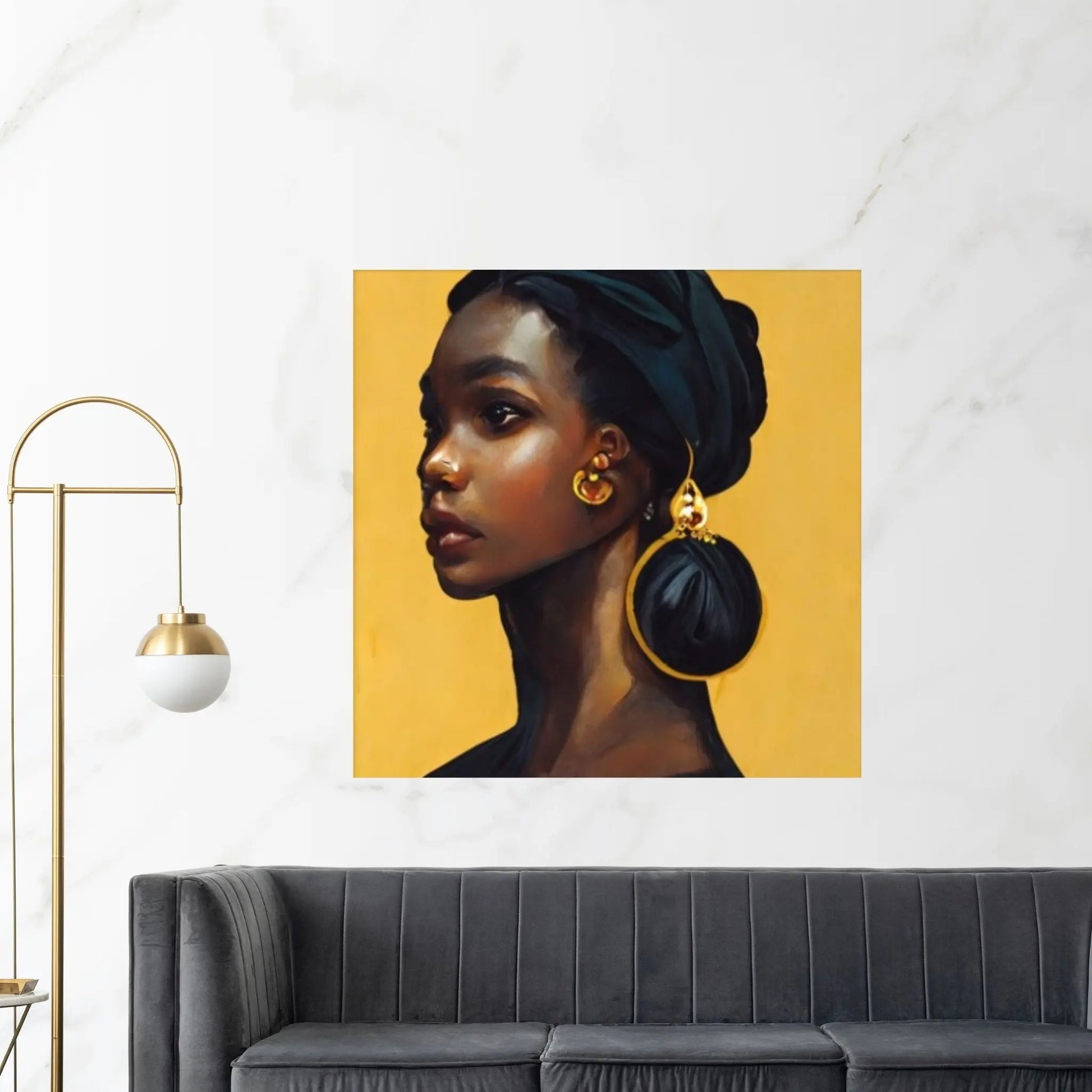 Black woman head flowers Canvas wall art,Black art, Black girl print, flower woman painting, Girl Flowers Poster - Y Canvas