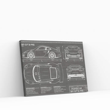 Porsche 911 GT3 RS (991) | Black Canvas Wall Art - Y Canvas