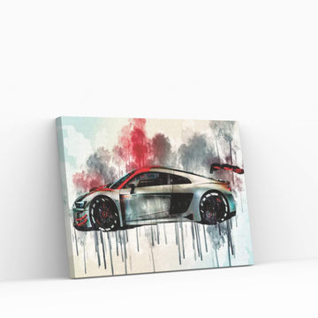 Audi R8 Lms 2019 Side View Tuning R8 Exterior Racing Car Canvas Wall Art - Y Canvas