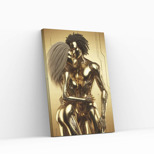 Metalic Gold Love Couple Canvas Wall Art - Y Canvas