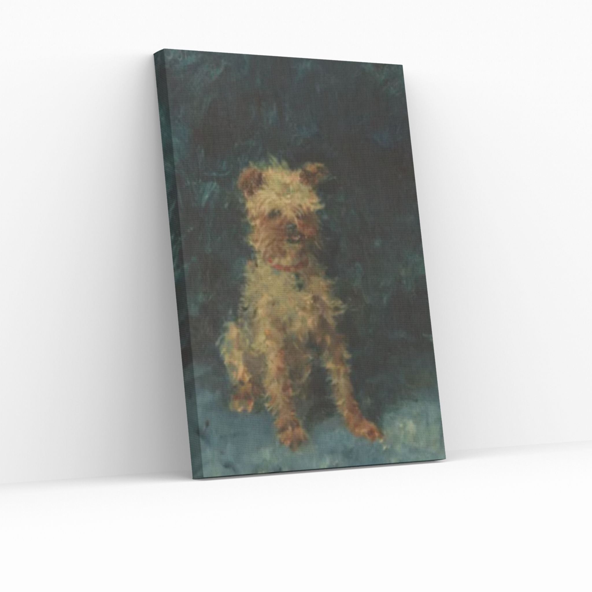 Small Yorkshire Terrier Dog Oil Canvas Wall Art Painting / Cute Yorkie Canvas Wall Art / Vintage French 19th Century Art - Y Canvas