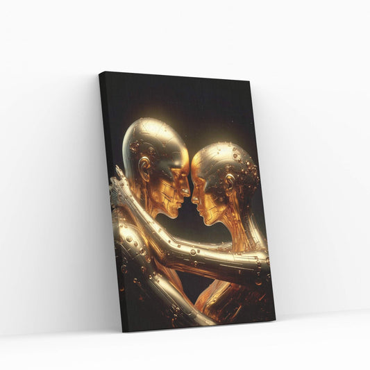 Metalic Gold Love Couple Canvas Wall Art - Y Canvas