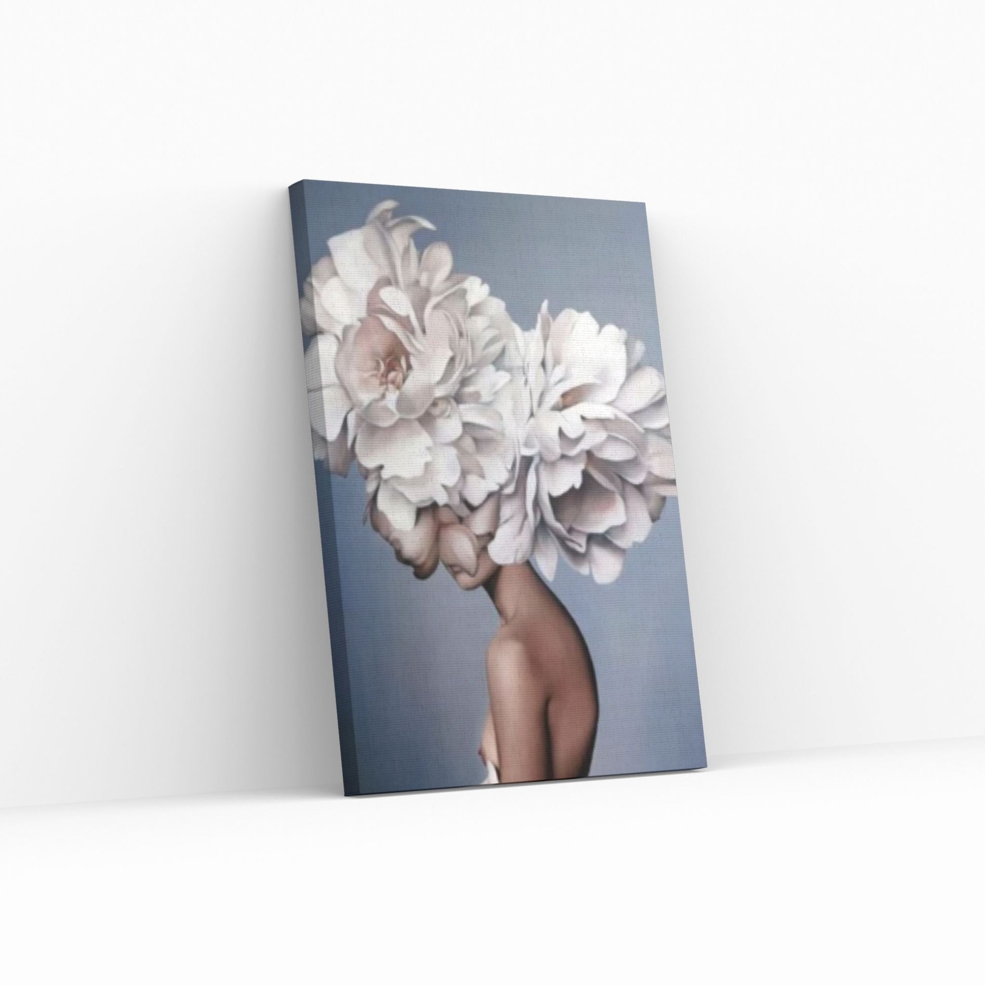 Floral Female Head Canvas Art, White Rose Wall Art, Roses and Woman, Floral Head Woman Art - Y Canvas