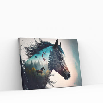 Modern Abstract Beautiful Black Horse Canvas Wall Art , Animal Wall Art - Y Canvas