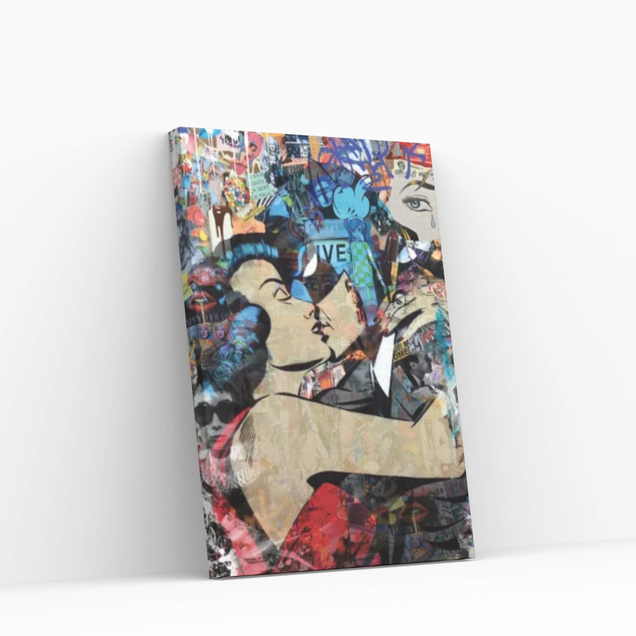 Superhero Kiss Canvas Wall Art - Y Canvas