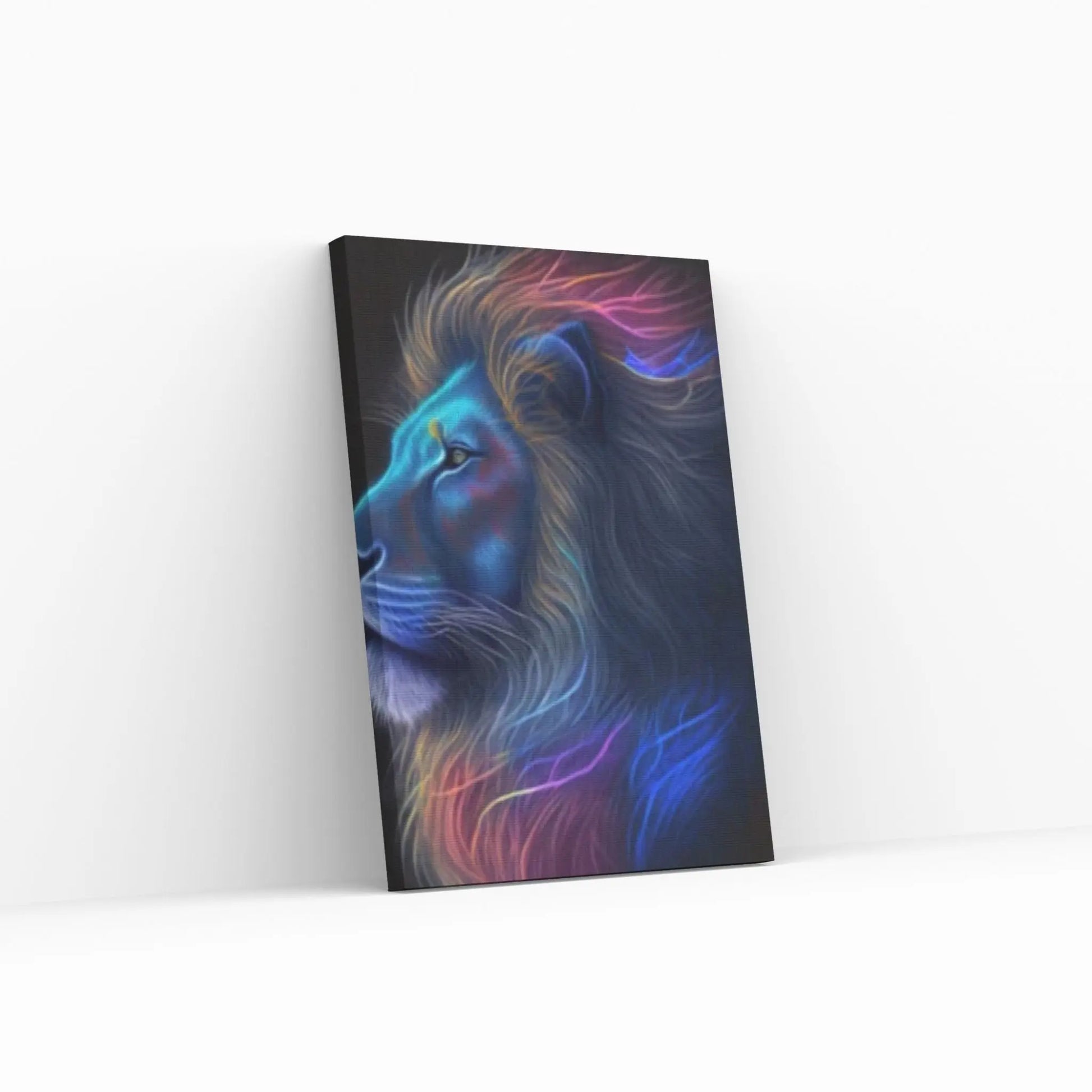 Lion Neon Canvas Wall Art Animal Wall Art, Canvas Wall Art,Animal wall art decor Large lion art - Y Canvas