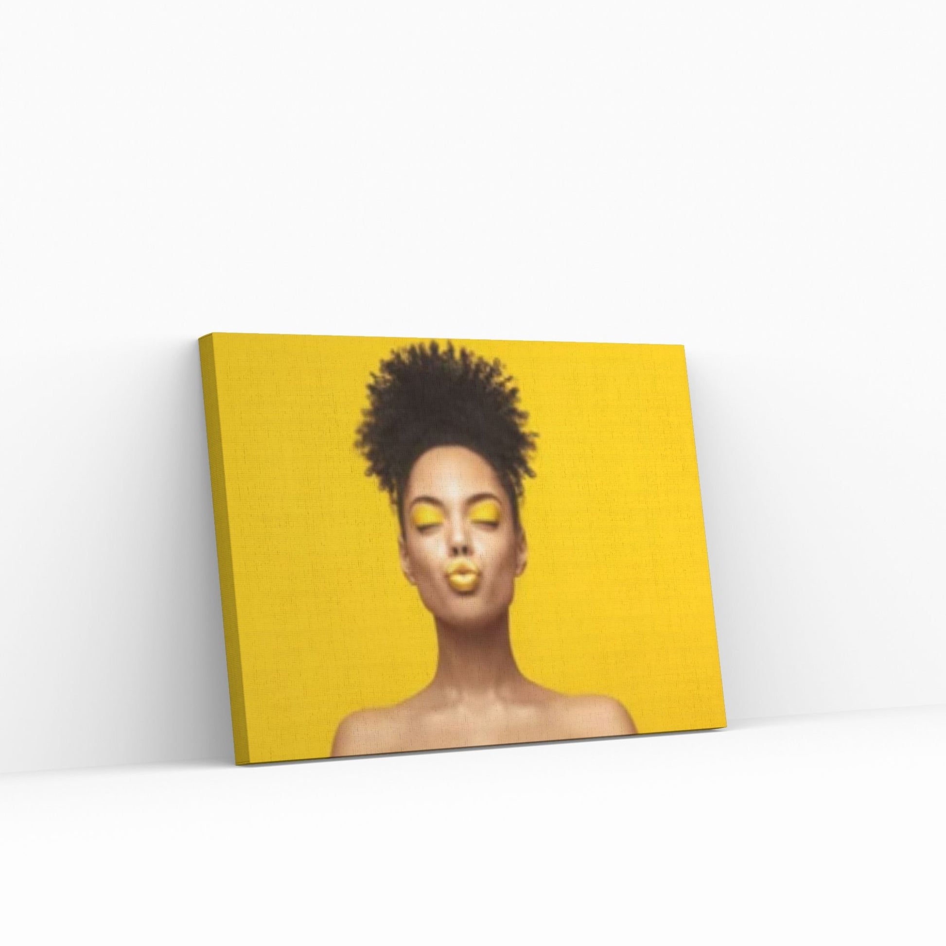 African Art Wall Decor, African Woman Makeup Wall Art, Abstract Canvas Art, Modern Gold Lips Wall Art - Y Canvas