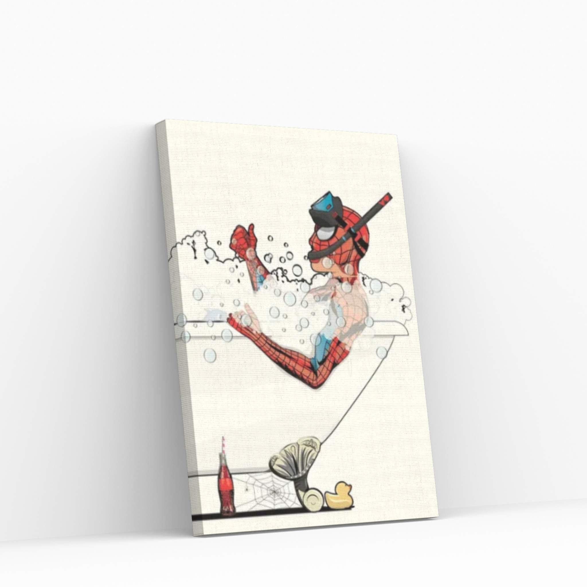 Spiderman Bath Canvas Wall Art - Y Canvas