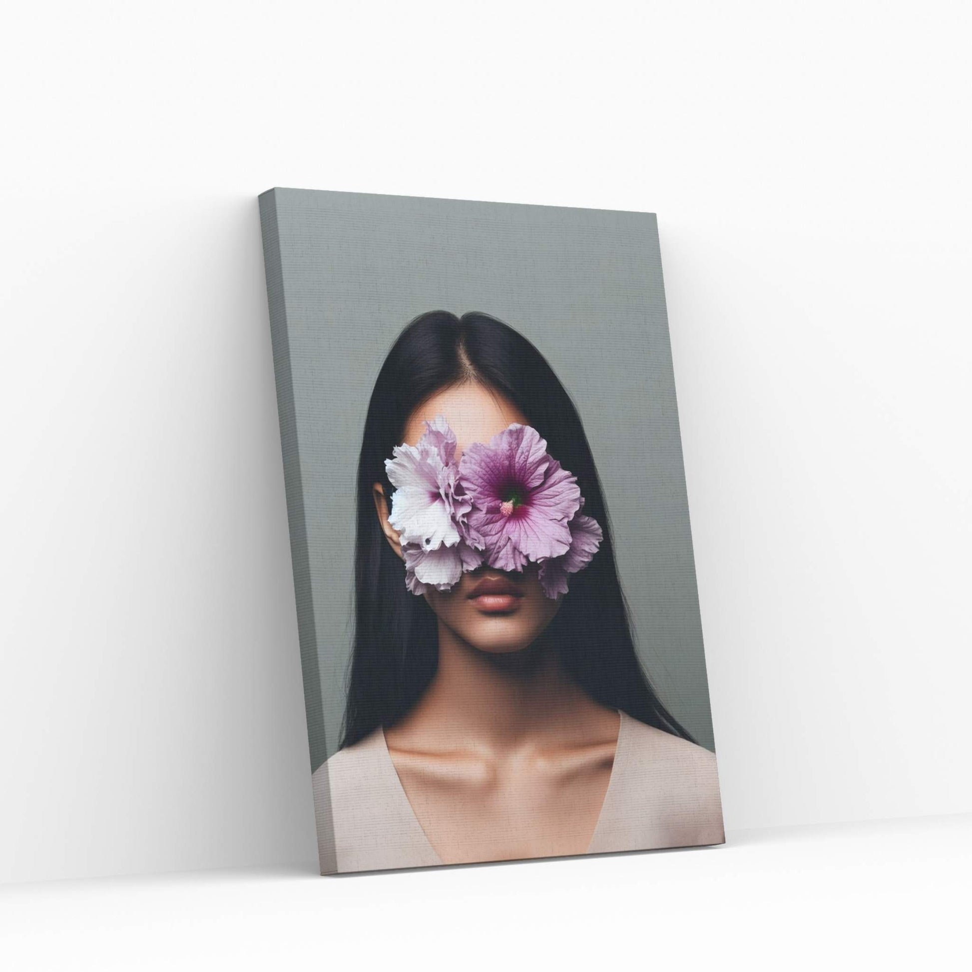 Woman Canvas Flower Portrait Canvas Wall Art - Y Canvas