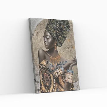 African Art Wall Decor, African Woman Makeup Wall Art, Modern Gold Lips Wall Art - Y Canvas