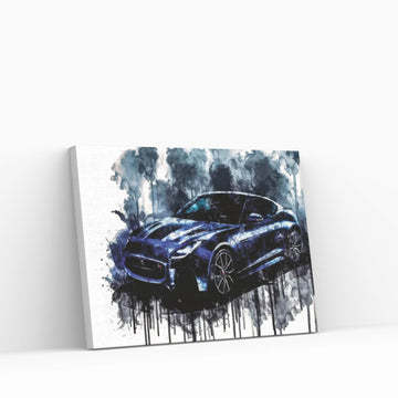 Car 2018 Jaguar F Type SVR Graphic Pack Coupe Canvas Wall Art - Y Canvas