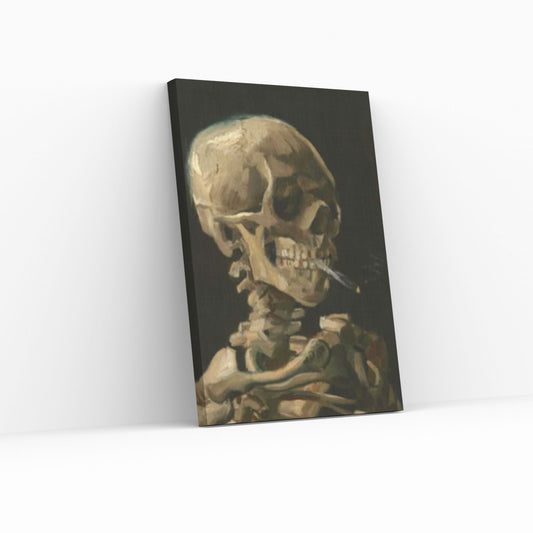 Vincent van Gogh : Skull of a Skeleton with Burning Cigarette Canvas Wall Art Print Poster - Y Canvas