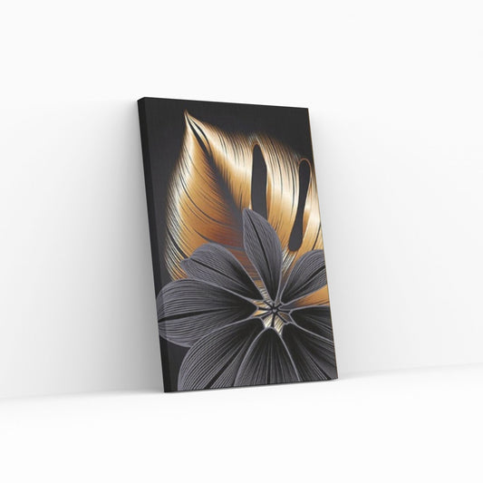 Art Painting Nordic Living Room Decoration, Black Golden Plant Leaf Canvas Poster - Y Canvas