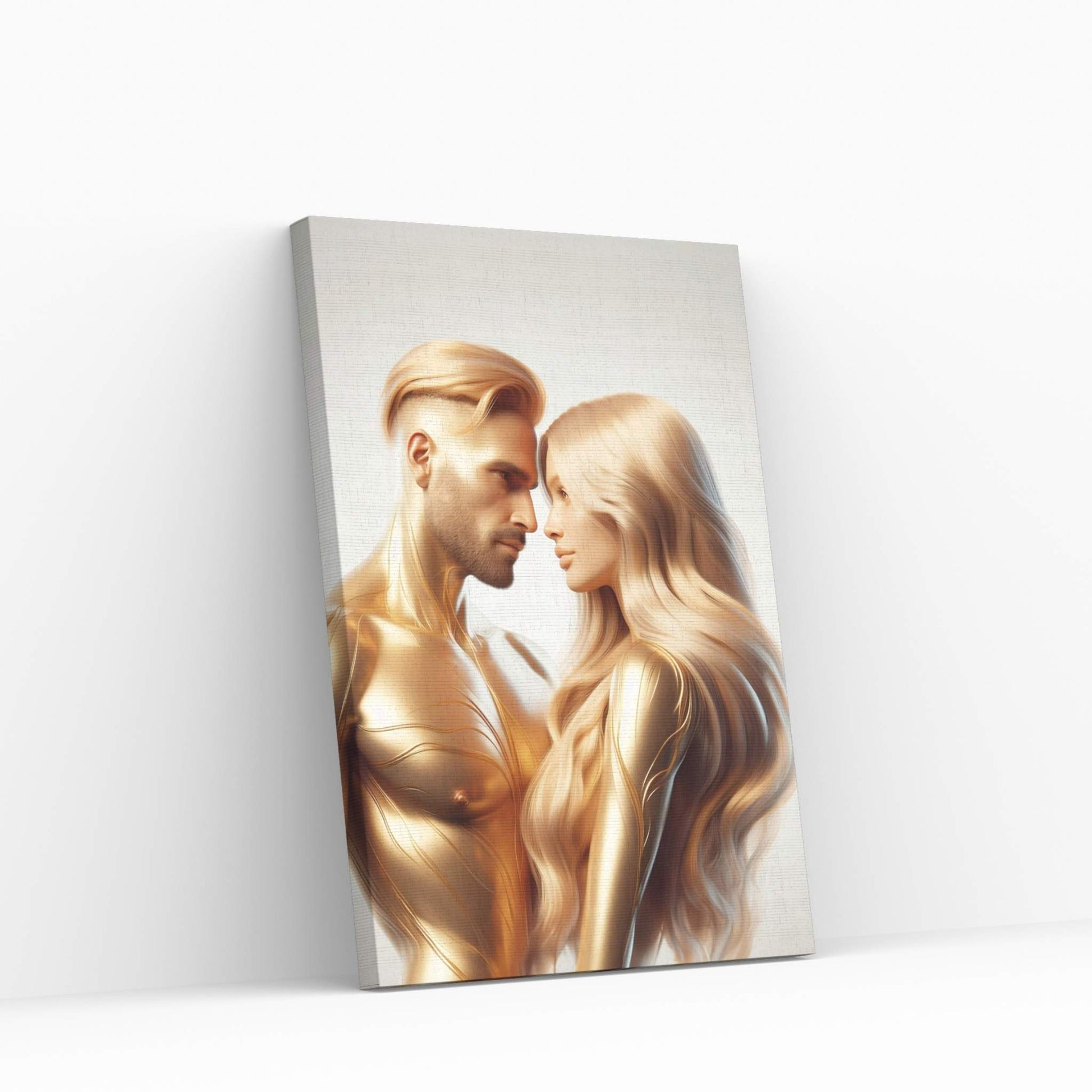 Metalic Gold Love Couple Canvas Wall Art - Y Canvas