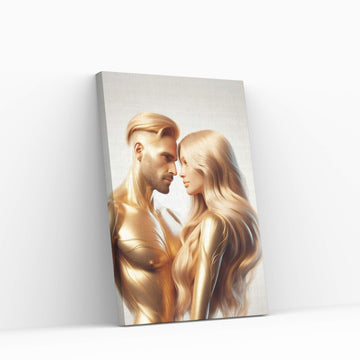 Metalic Gold Love Couple Canvas Wall Art - Y Canvas