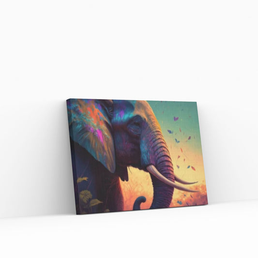 Abstract Animal Elephant Canvas Wall Art, Geometric Pop Art Portrait Illustration - Y Canvas