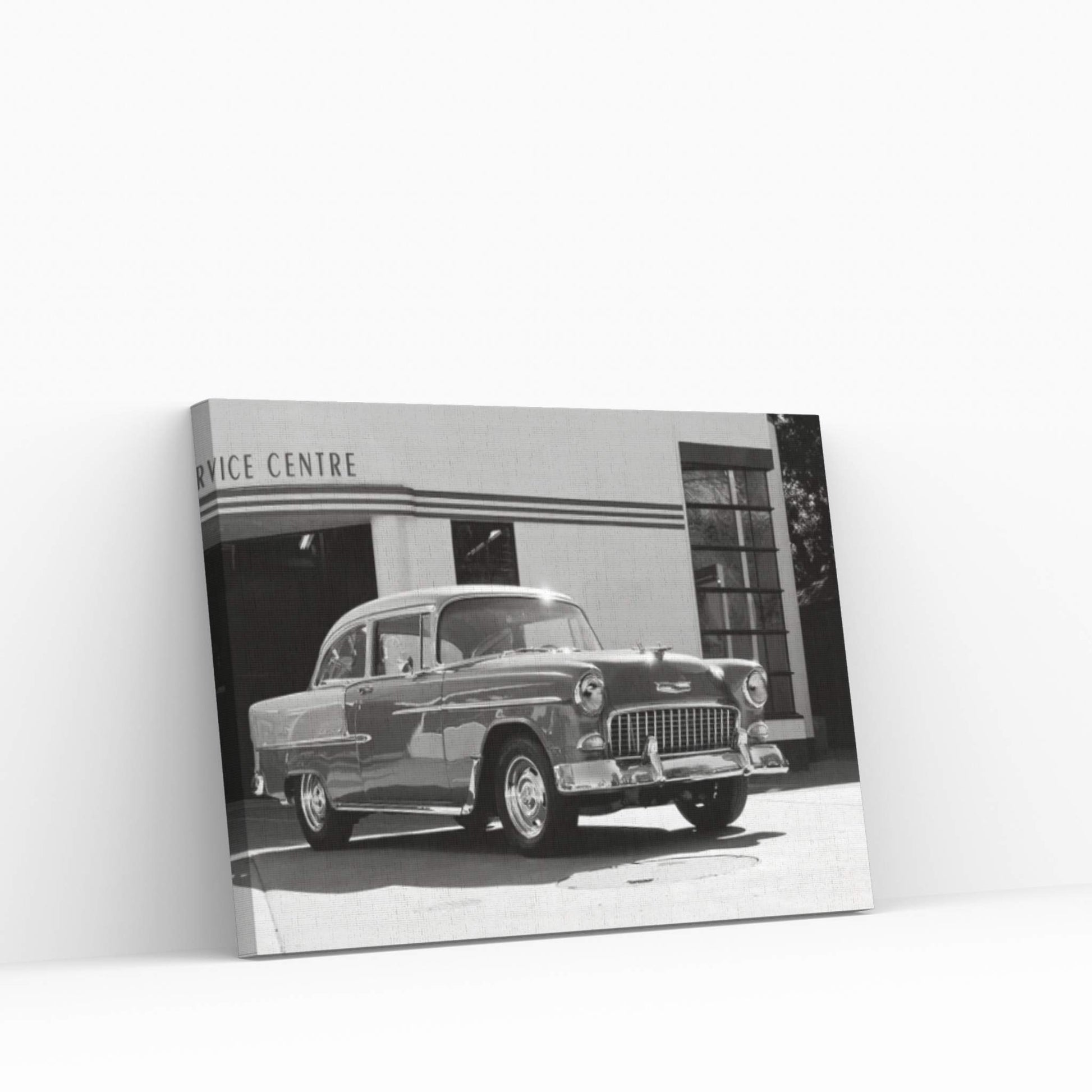 1955 Chevy Bel Air, Black &White Canvas Wall Art - Y Canvas