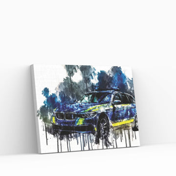 2017 BMW 530D XDrive Touring Polizei Canvas Wall Art - Y Canvas