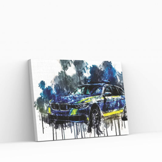 2017 BMW 530D XDrive Touring Polizei Canvas Wall Art - Y Canvas