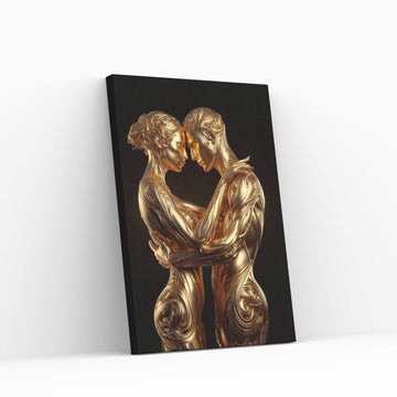 Metalic Gold Love Couple Canvas Wall Art - Y Canvas