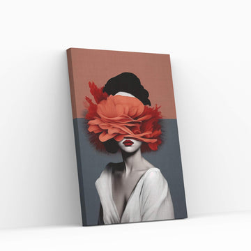 Woman Portrait Flower Head Canvas Wall Art - Y Canvas