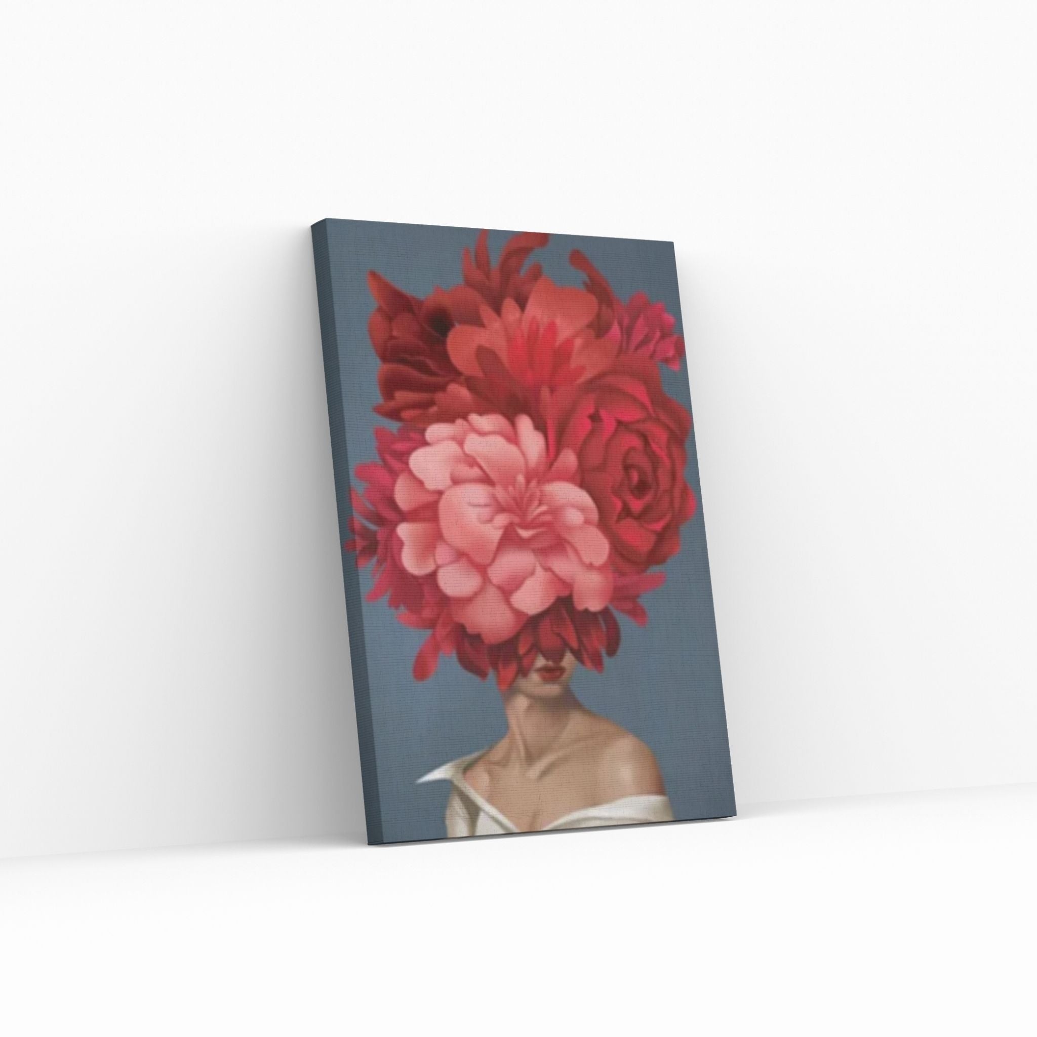 Woman with Red Roses Canvas Art - Y Canvas