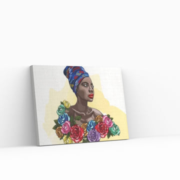 African Art Wall Decor, African Woman Makeup Wall Art, Modern Gold Lips Wall Art - Y Canvas