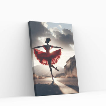 African Black Woman Ballerina in Red Dress Canvas Wall Art Home Decor - Y Canvas