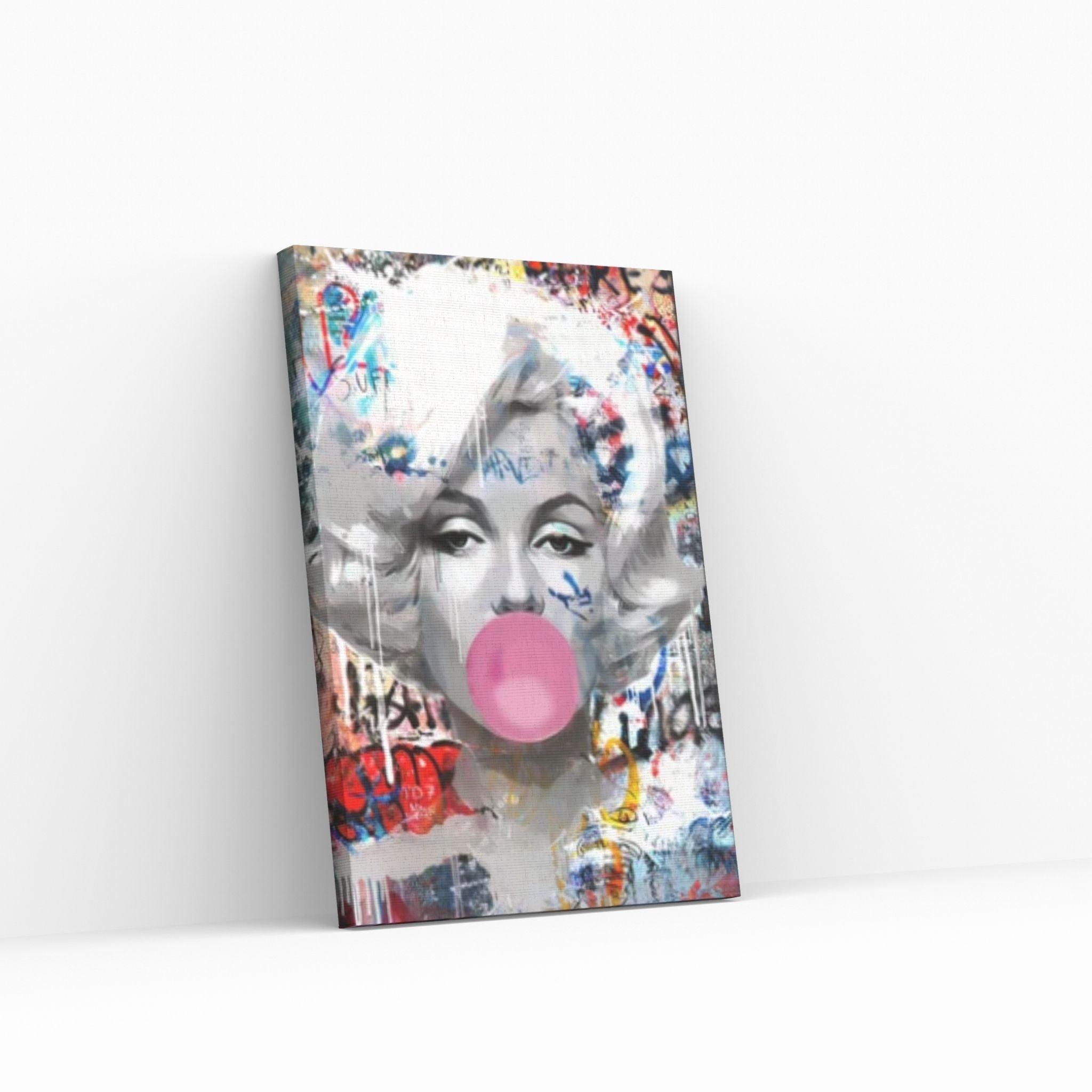 Marilyn Monroe Wall Art Canvas, Monroe Pink Bubble Gum Art Poster, Printed Picture Decoration - Y Canvas