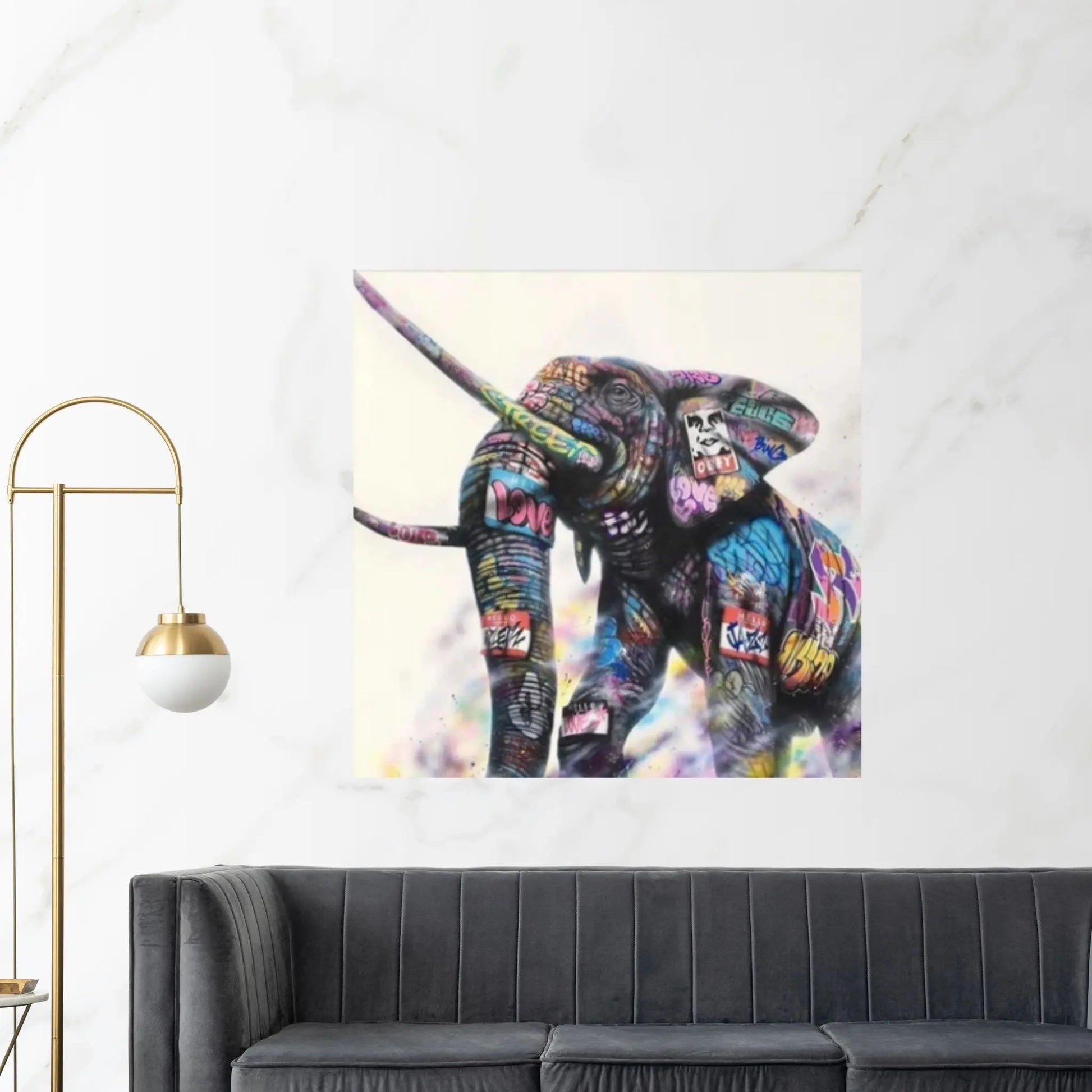 Banksy Canvas Wall Art,Banksy Street Art, Banksy Graffiti Poster, Banksy Elephant Canvas Art - Y Canvas