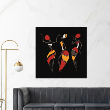 African Women Dancing, Woman Silhouette, African Woman Canvas Wall Art, Wall Art Canvas, Woman Painting - Y Canvas