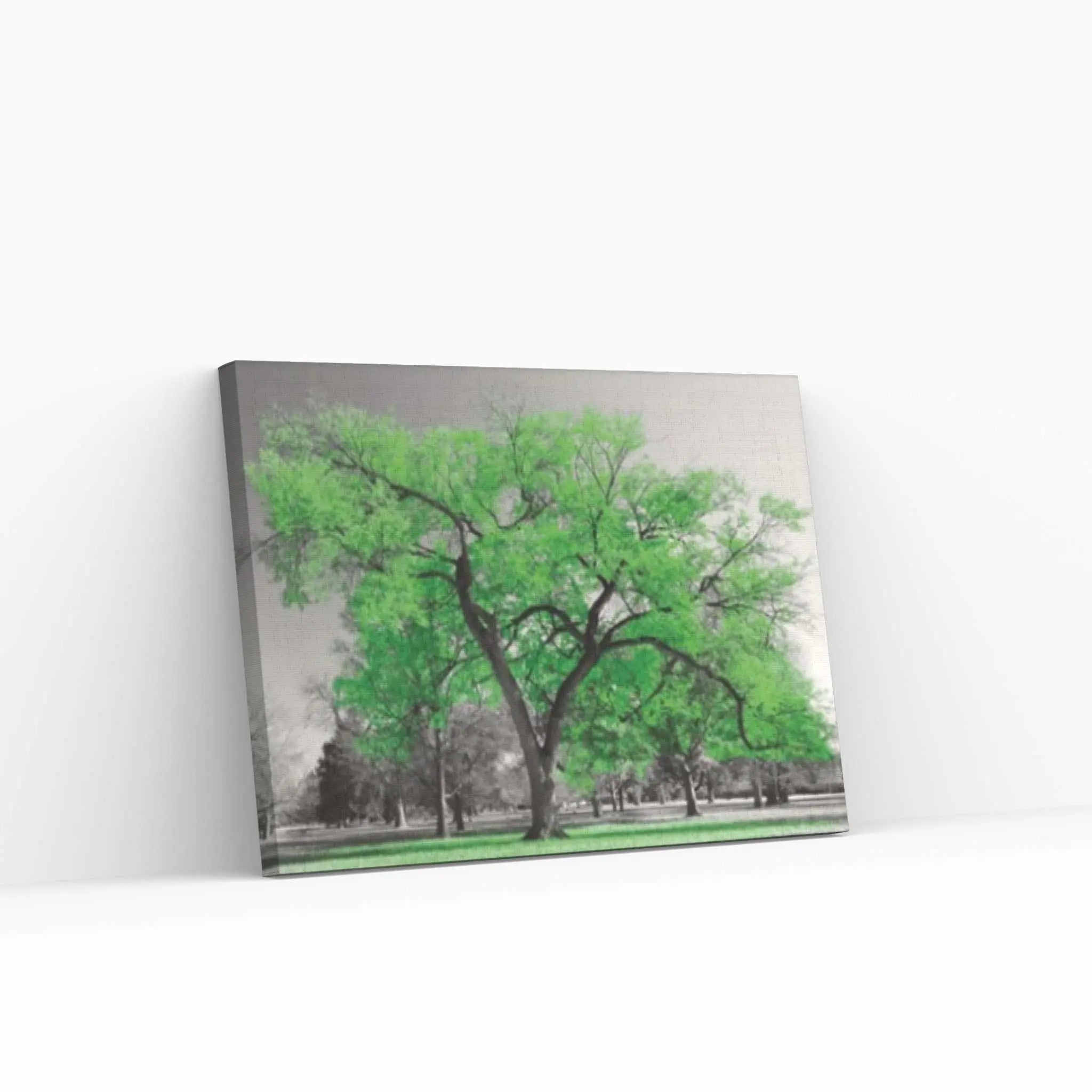 Large Green Tree Teal Leaves Canvas Wall Art Picture Print Decor - Y Canvas