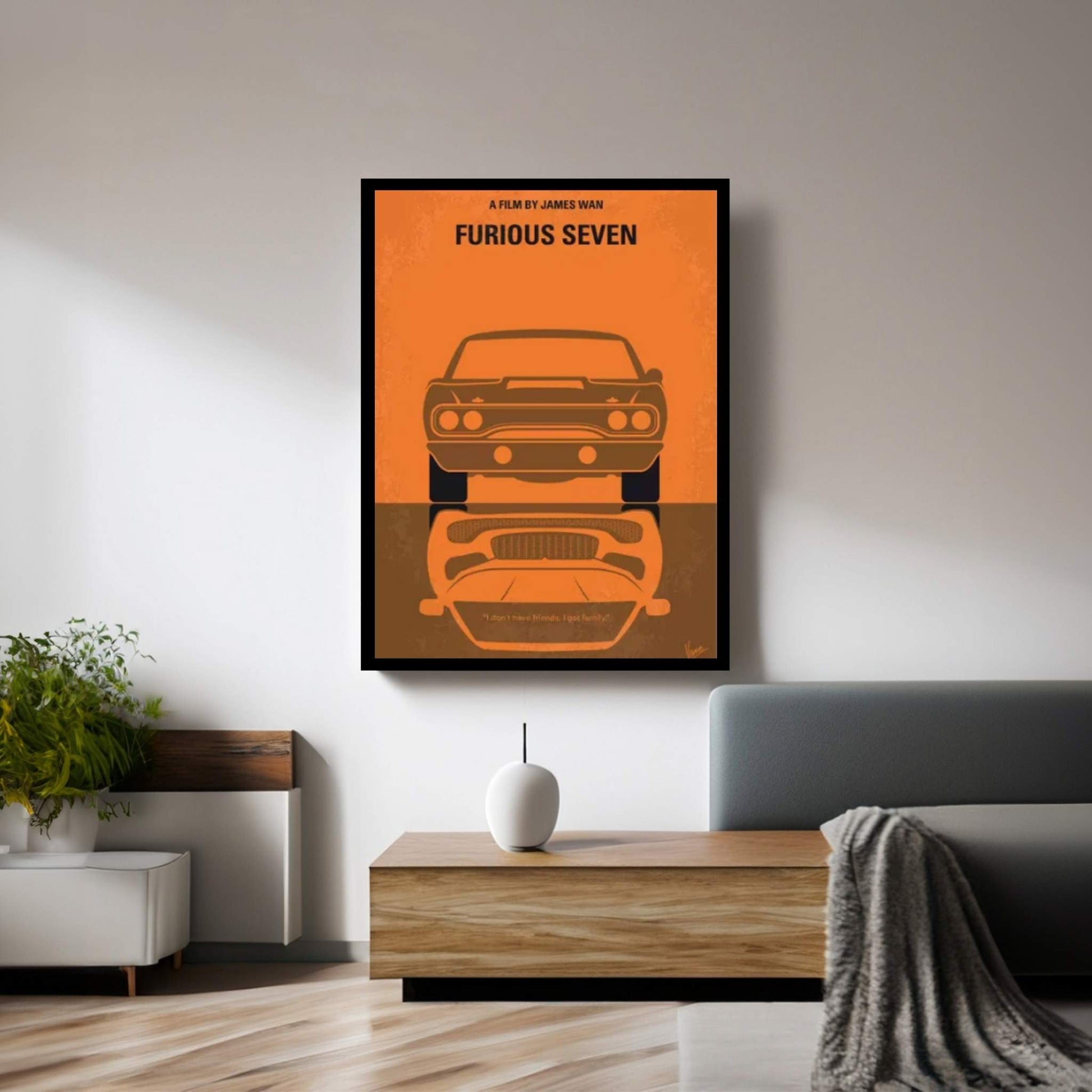 Furious 7 Minimal Movie Poster Canvas Wall Art - Y Canvas