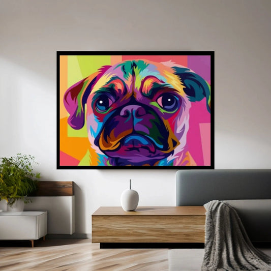 Pop Art Pug Dog Canvas Print Wall Art Fanny Retro Vintage Art Print Canvas Wall Decor Home Pop Art Print Canvas - Y Canvas