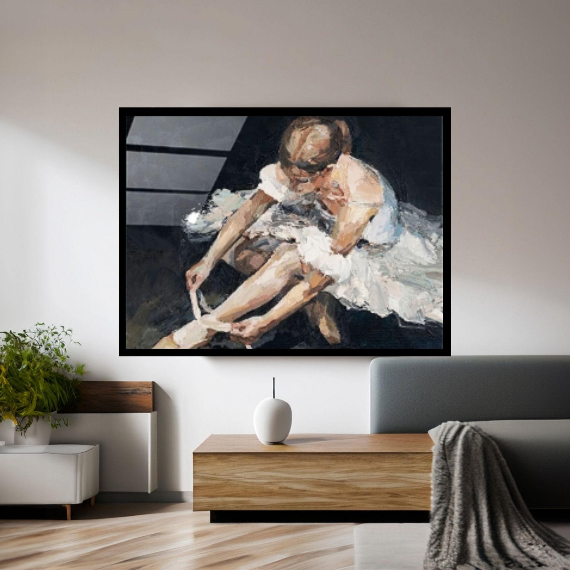 Large Ballerina Canvas Painting, Dancing Girl Oil Painting, Abstract Modern Art Ballerina - Y Canvas