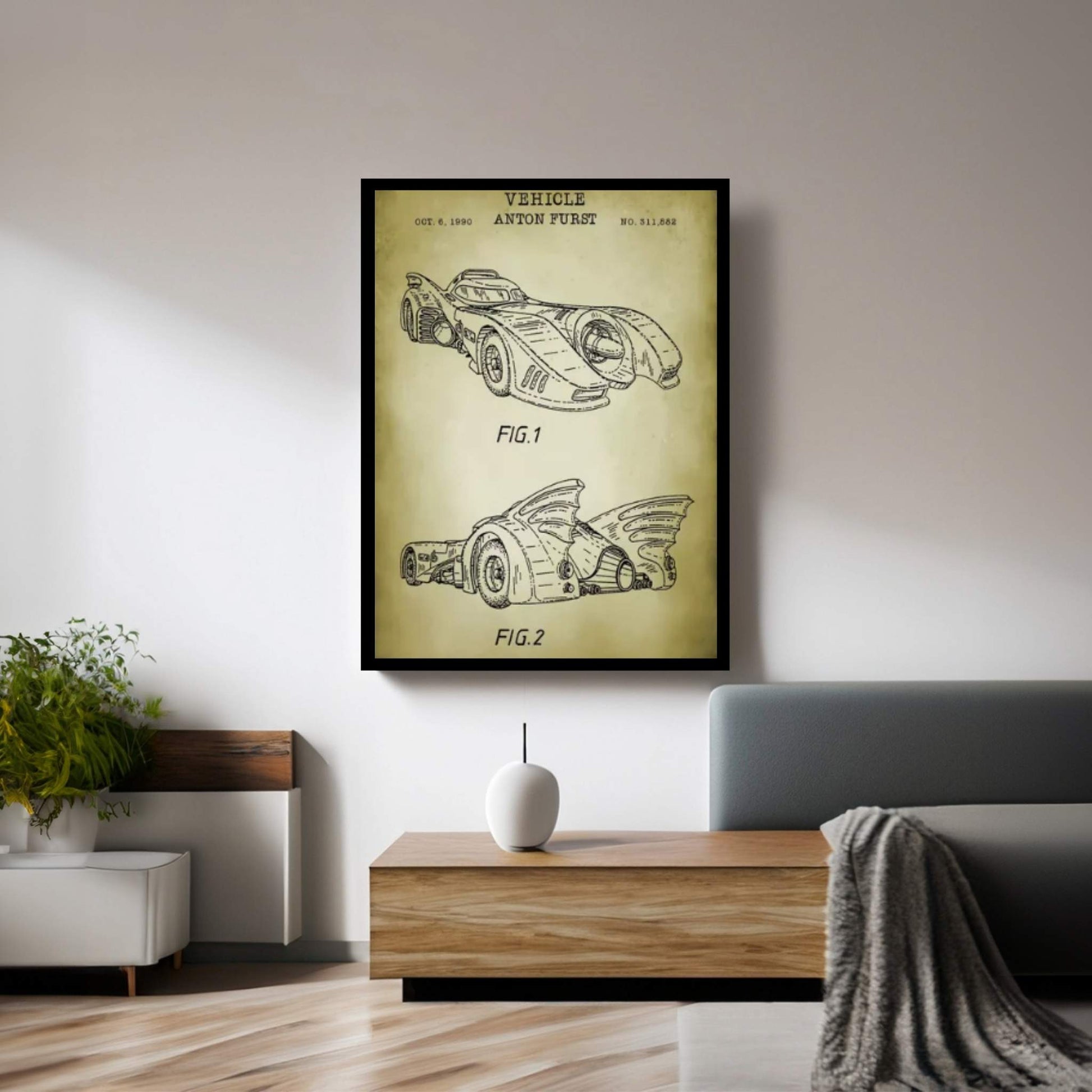 Batmobile Canvas Wall Art - Y Canvas