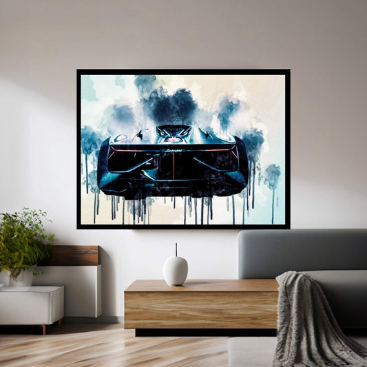 Lamborghini Terzo Millennio 2017 Rear View Supercar Garage Presentation Hypercar Canvas Wall Art - Y Canvas