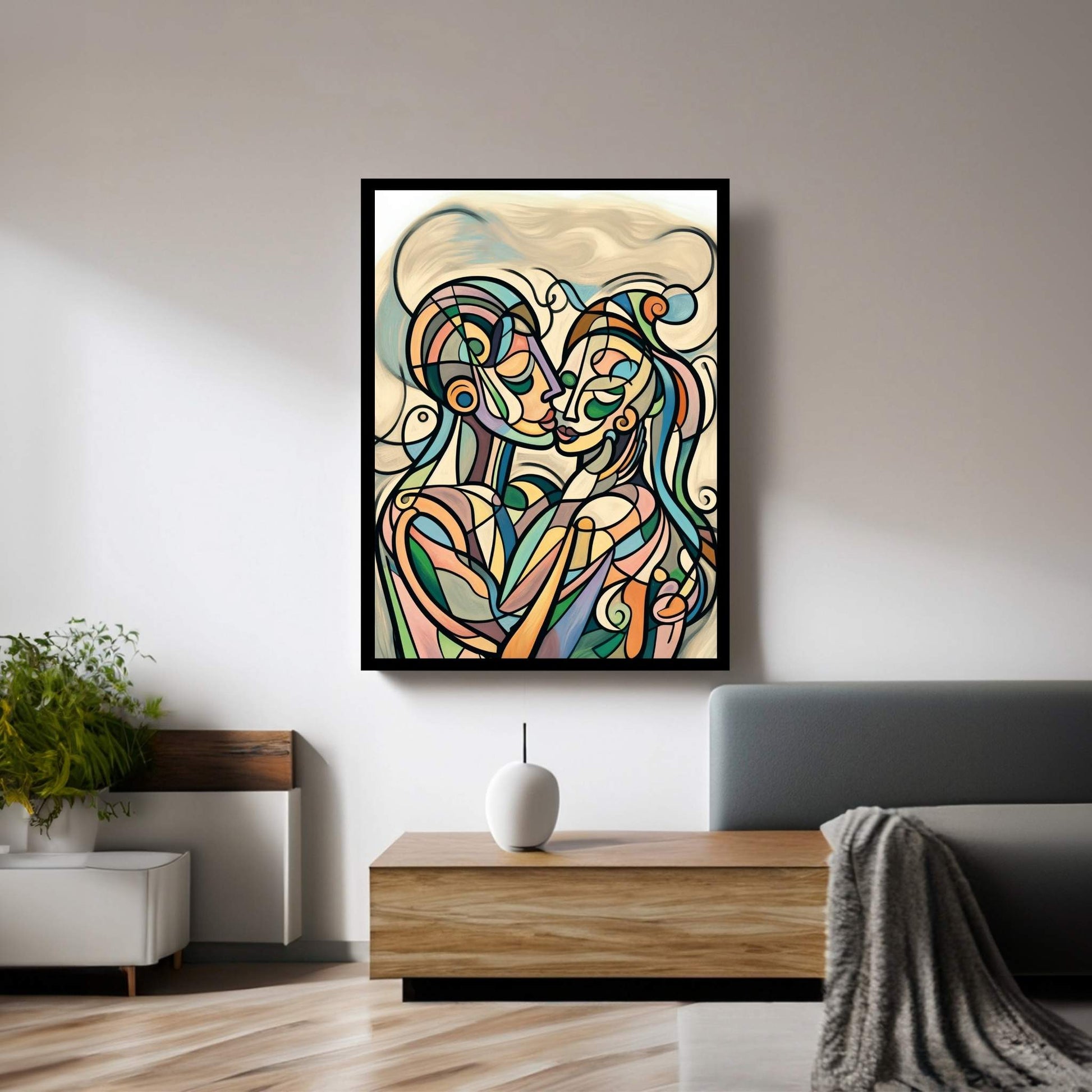 Love Couple Picasso Style Canvas Wall Art - Y Canvas