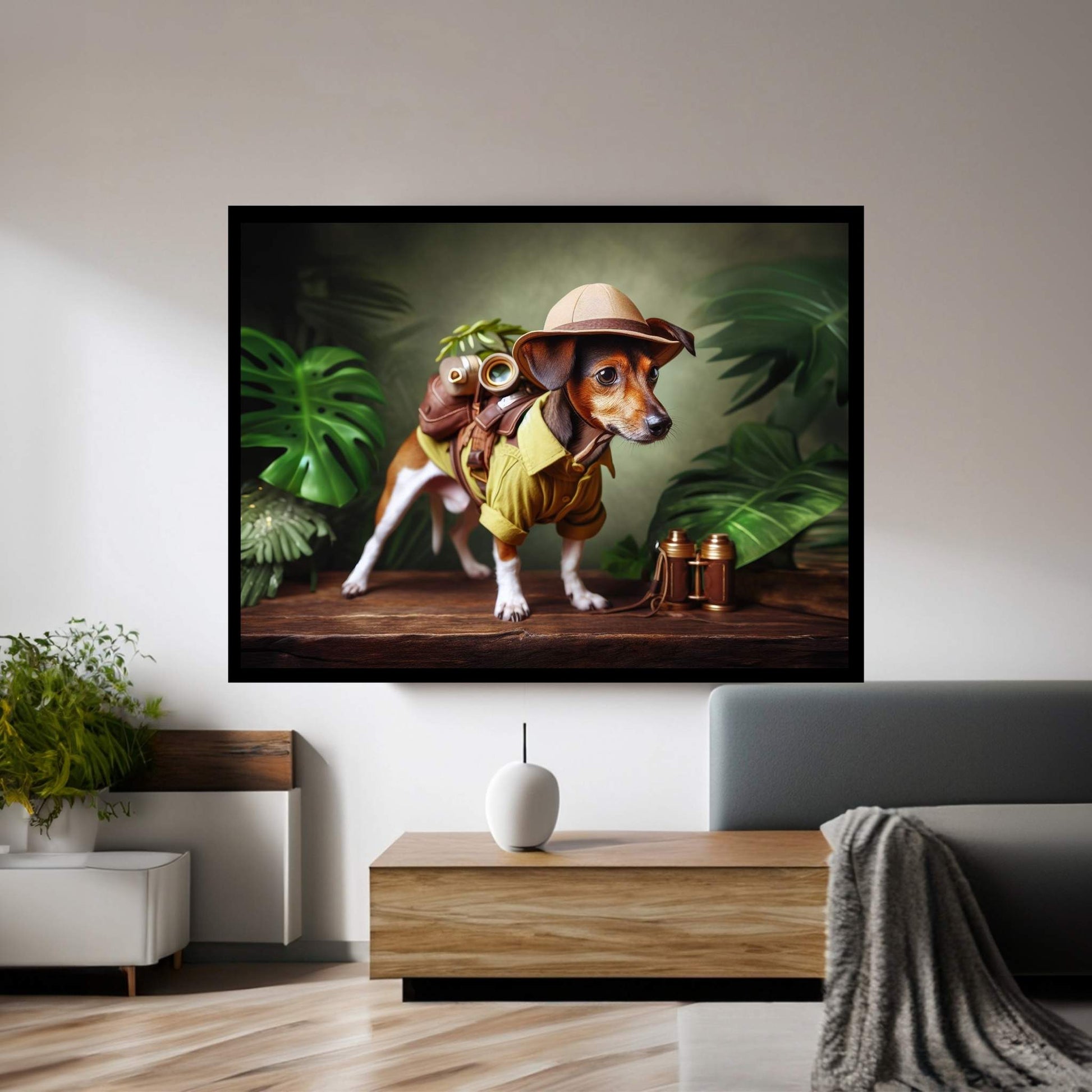 Adventurous Little Dog, Dog in the Forest Canvas Wall Art - Y Canvas